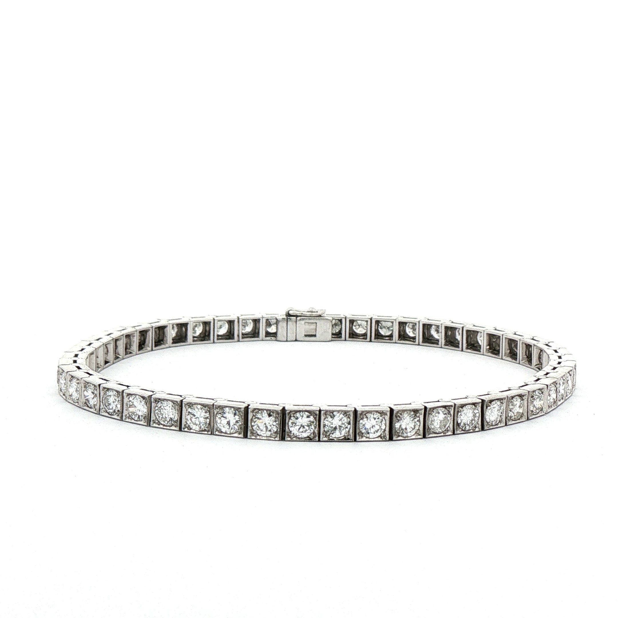 4ct Natural Brilliant Cut Diamond Line Bracelet