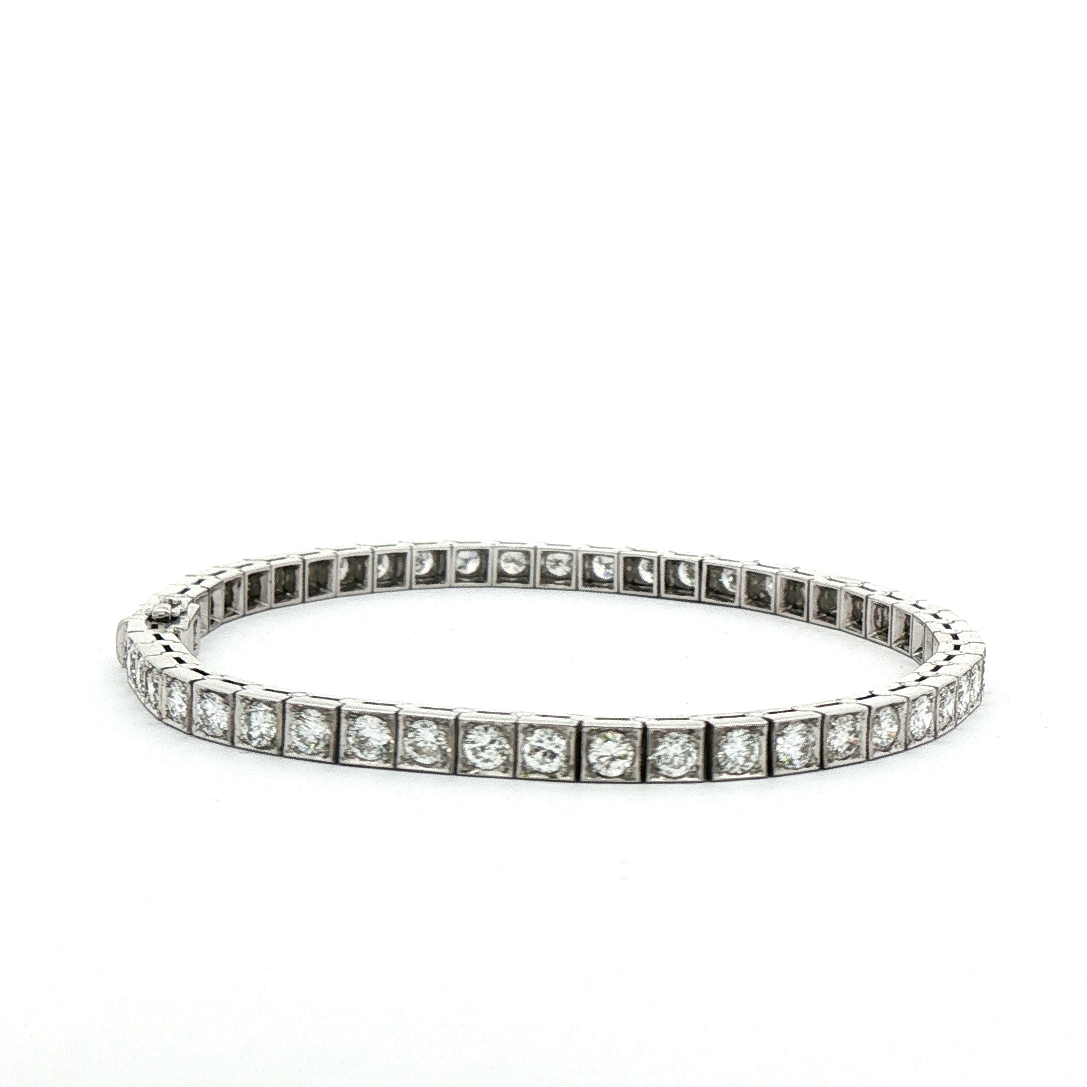 4ct Natural Brilliant Cut Diamond Line Bracelet
