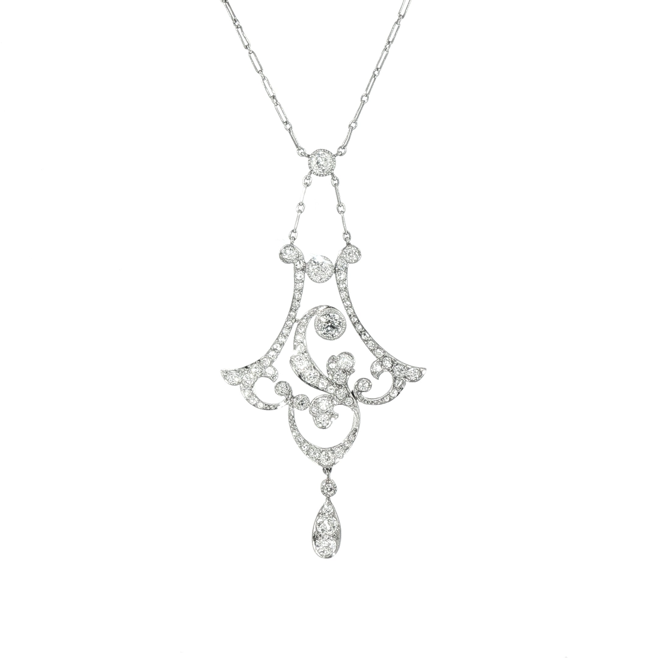 2.25ct Vintage Natural Diamond Art Deco Style Necklace in Platinum