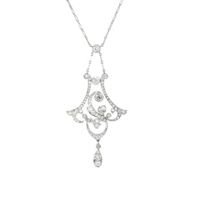 2.25ct Vintage Natural Diamond Art Deco Style Necklace in Platinum