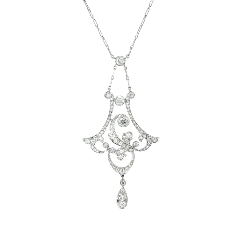 2.25ct Vintage Natural Diamond Art Deco Style Necklace in Platinum