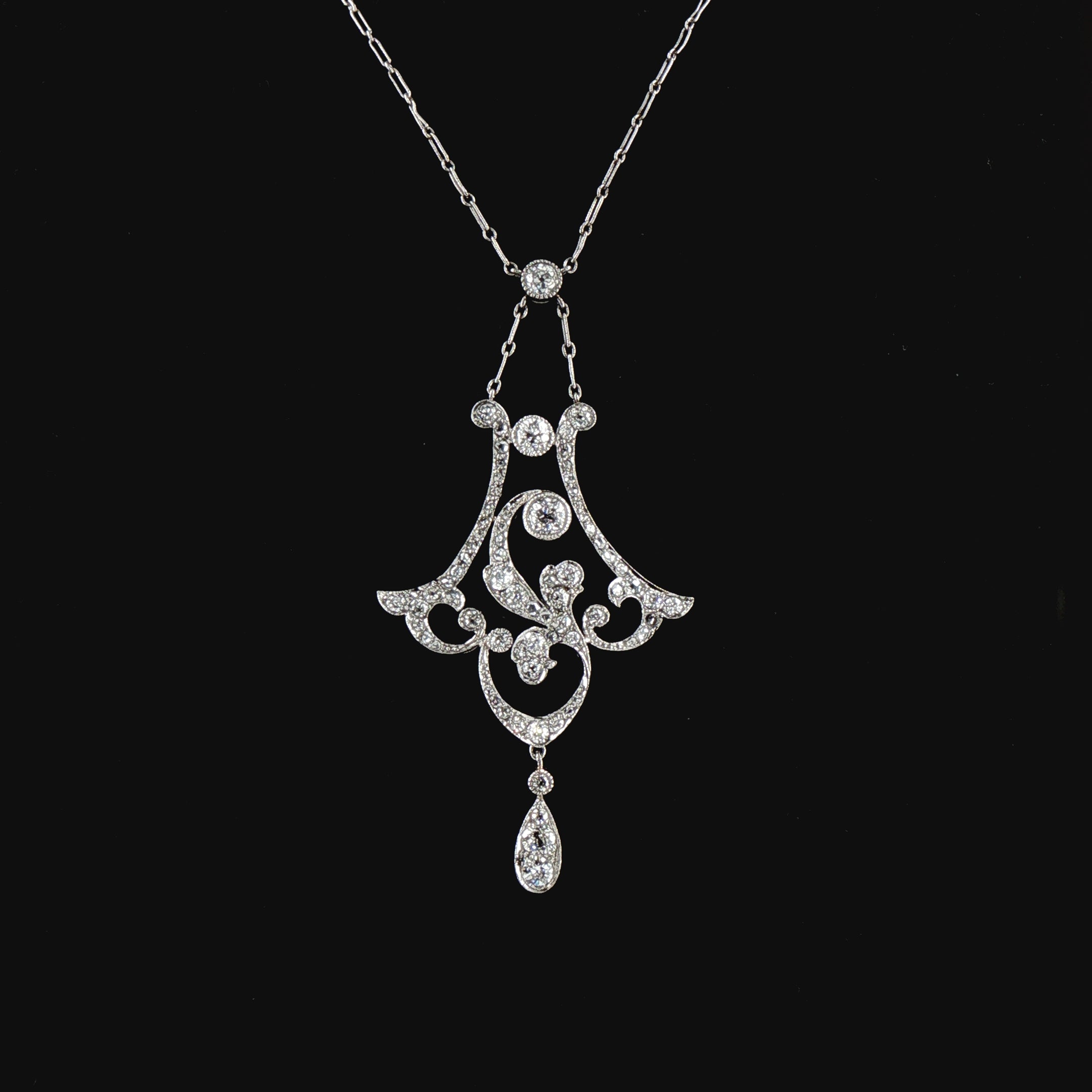 2.25ct Vintage Natural Diamond Art Deco Style Necklace in Platinum