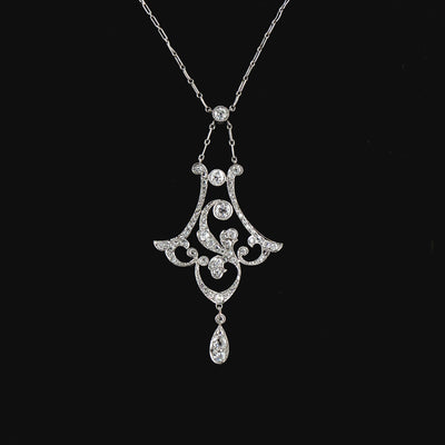 2.25ct Vintage Natural Diamond Art Deco Style Necklace in Platinum