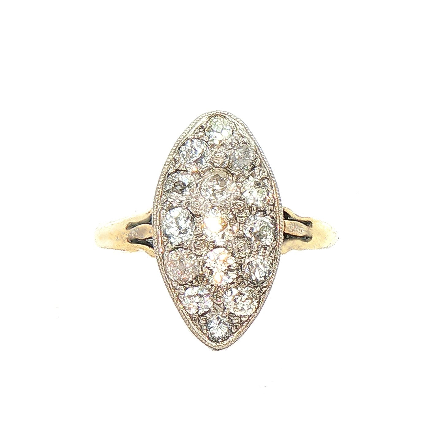 0.8ct Etw Natural Diamond Marquise Shape Round Cut Cluster Ring Set In 18ct Yellow Gold