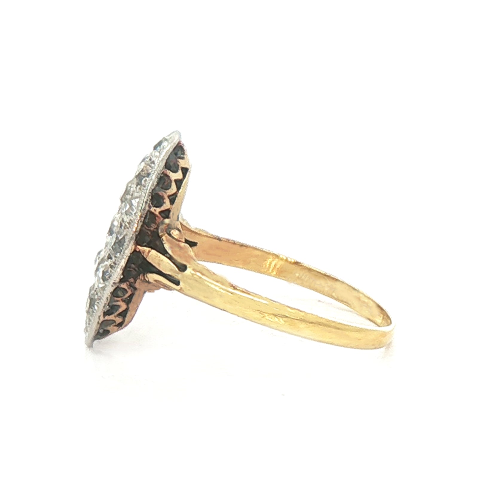 0.8ct Etw Natural Diamond Marquise Shape Round Cut Cluster Ring Set In 18ct Yellow Gold