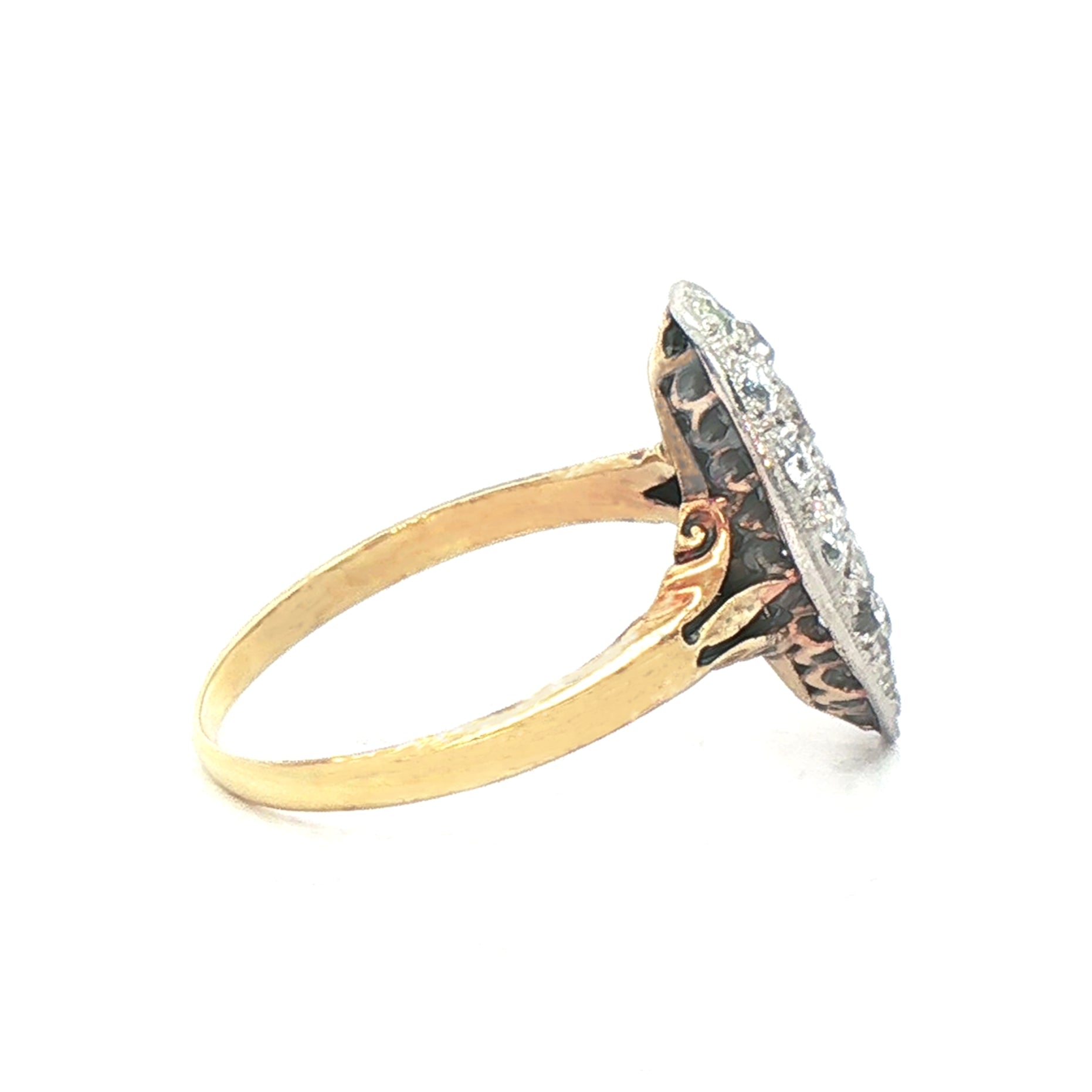 0.8ct Etw Natural Diamond Marquise Shape Round Cut Cluster Ring Set In 18ct Yellow Gold