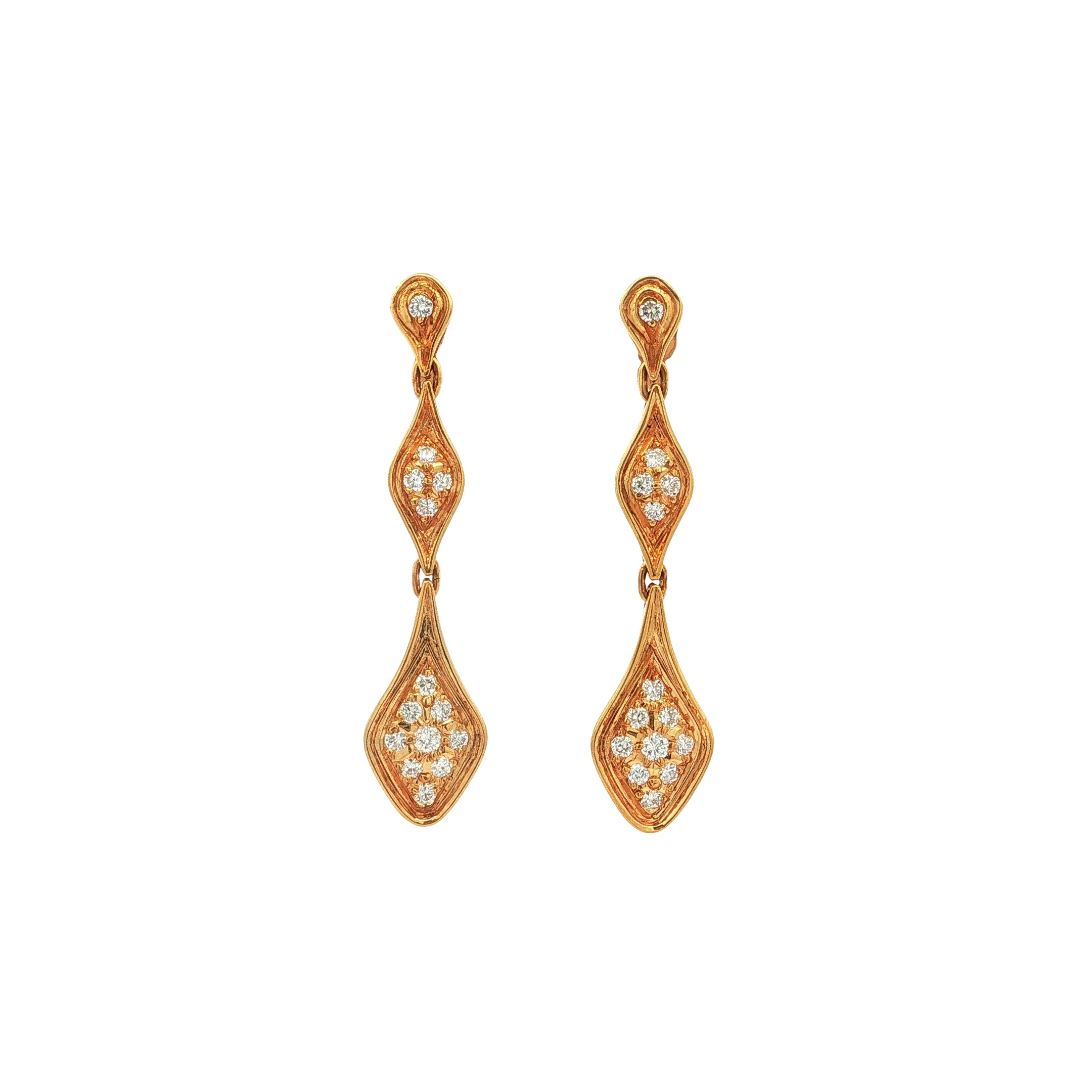 0.60ct G VS Natural Diamond Tear Drop Style Drop Earrings in 18ct Yellow Gold