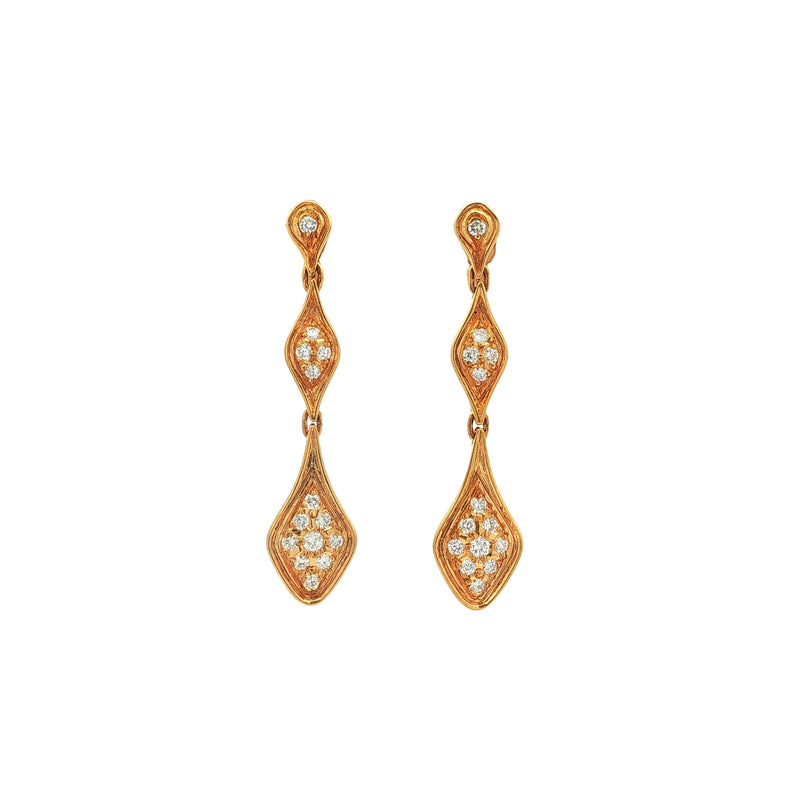 0.60ct G VS Natural Diamond Tear Drop Style Drop Earrings in 18ct Yellow Gold