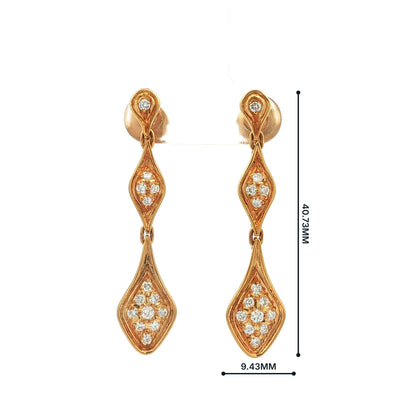 0.60ct G VS Natural Diamond Tear Drop Style Drop Earrings in 18ct Yellow Gold