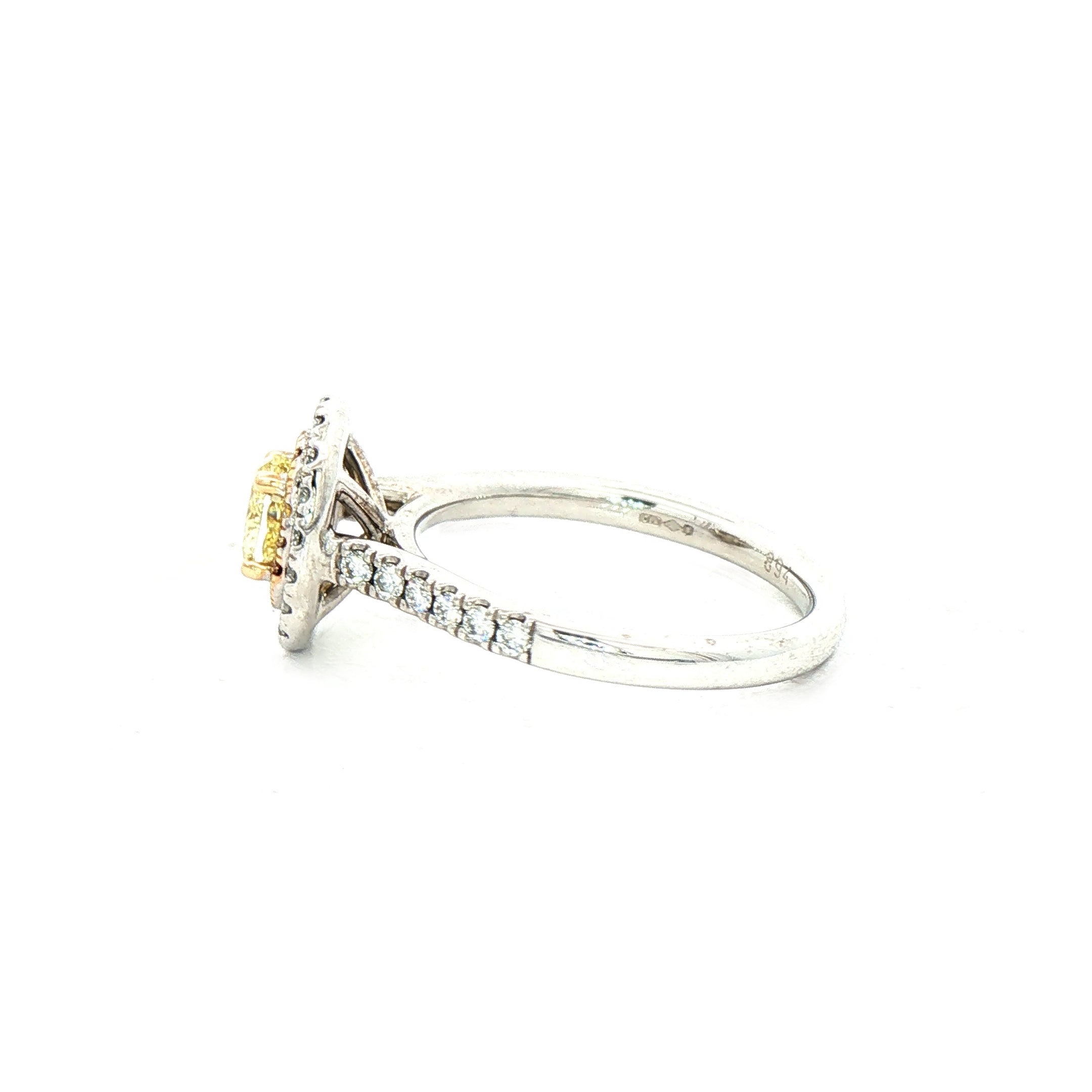 0.97ct Natural Diamond VS1 Certified Solitaire Halo Ring set in Platinum