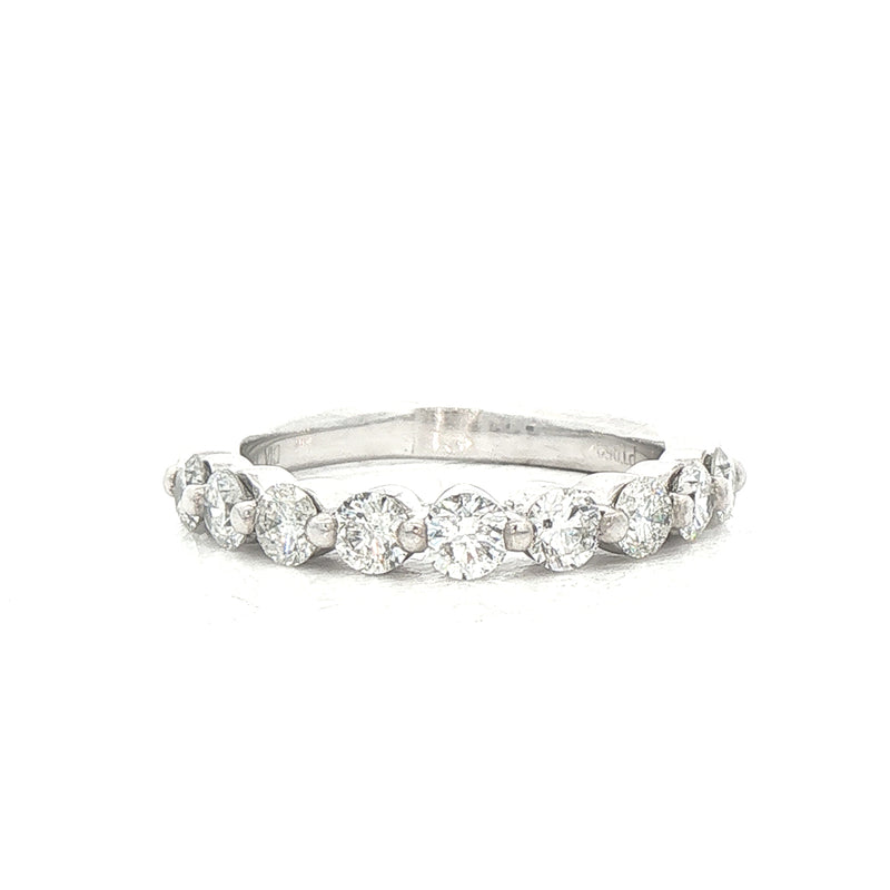 Vintage Round Cut Natural Diamond Eternity Ring in Platinum