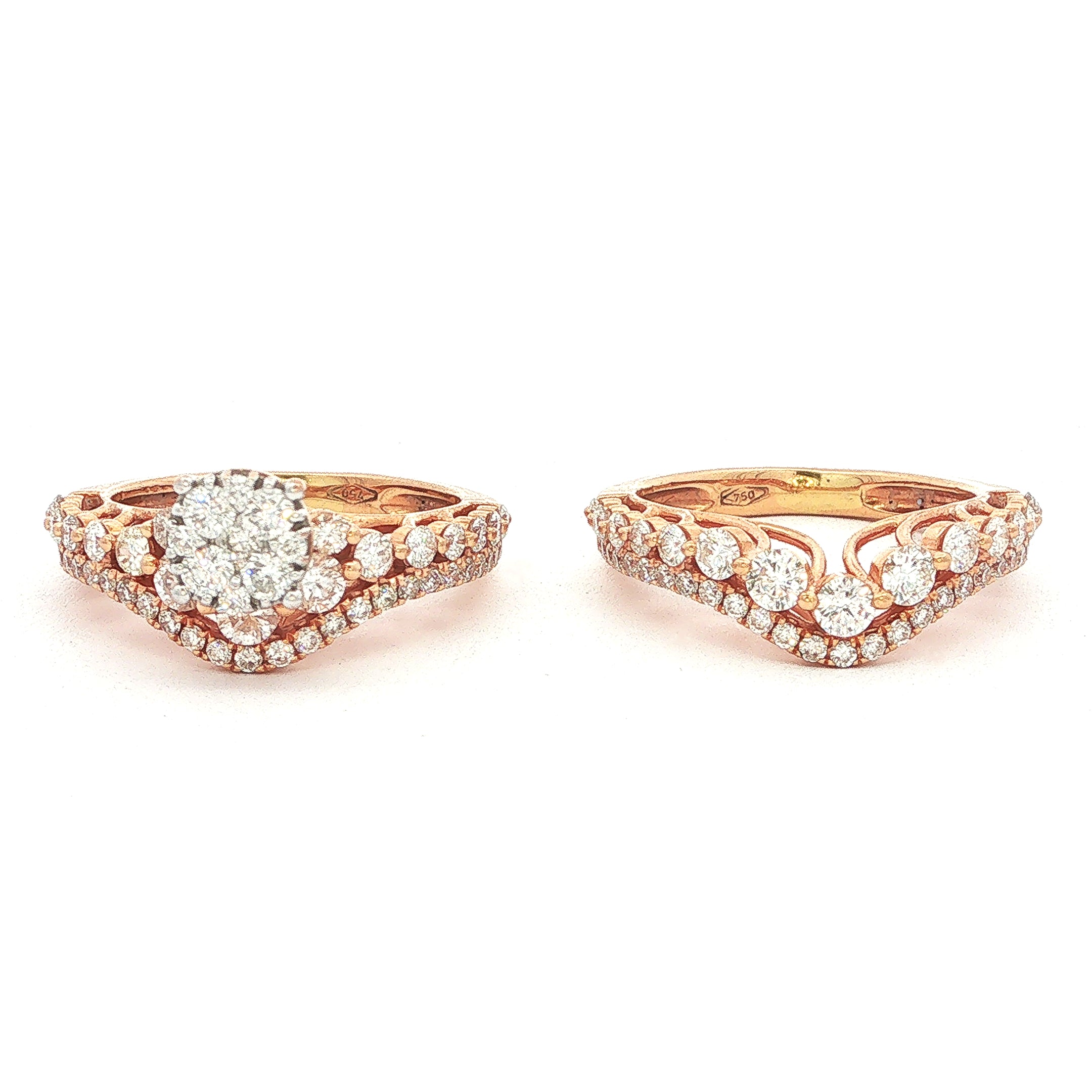 18ct Rose Gold Natural Diamond Bridal Ring Set