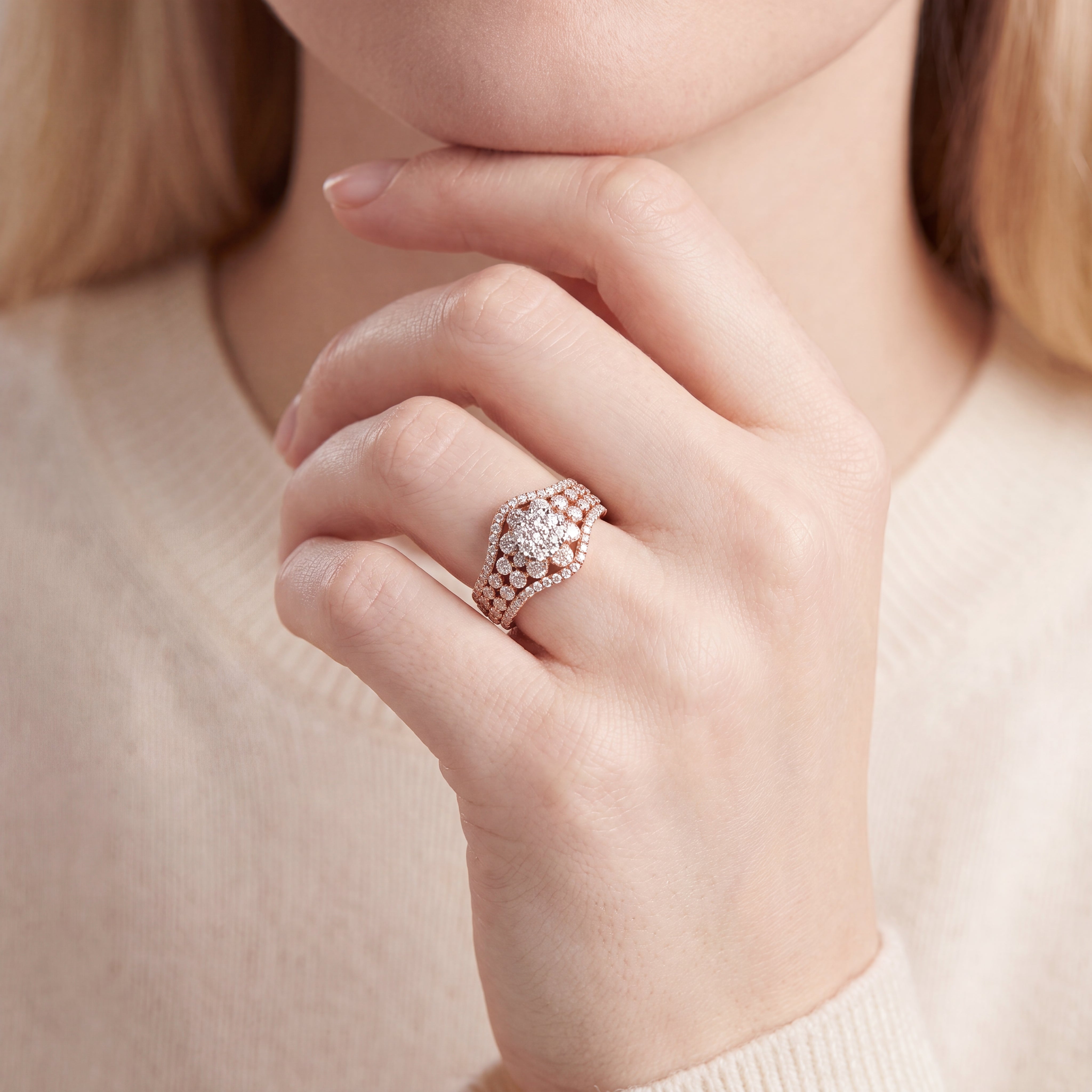 18ct Rose Gold Natural Diamond Bridal Ring Set