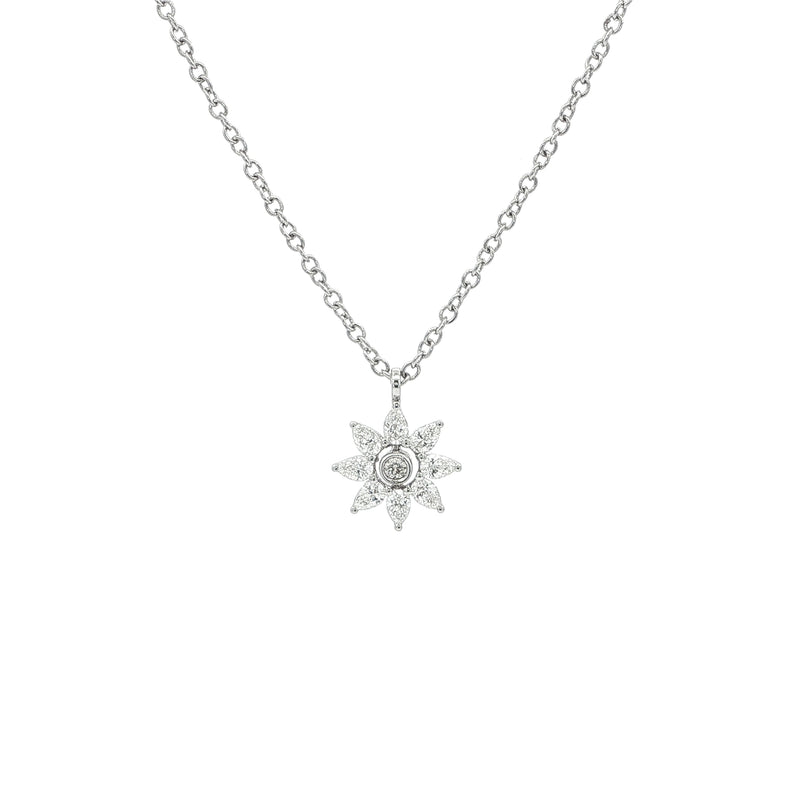 0.53ct Natural Diamond Flower Shaped Pendant in 18ct White Gold