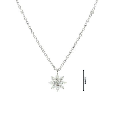 0.53ct Natural Diamond Flower Shaped Pendant in 18ct White Gold