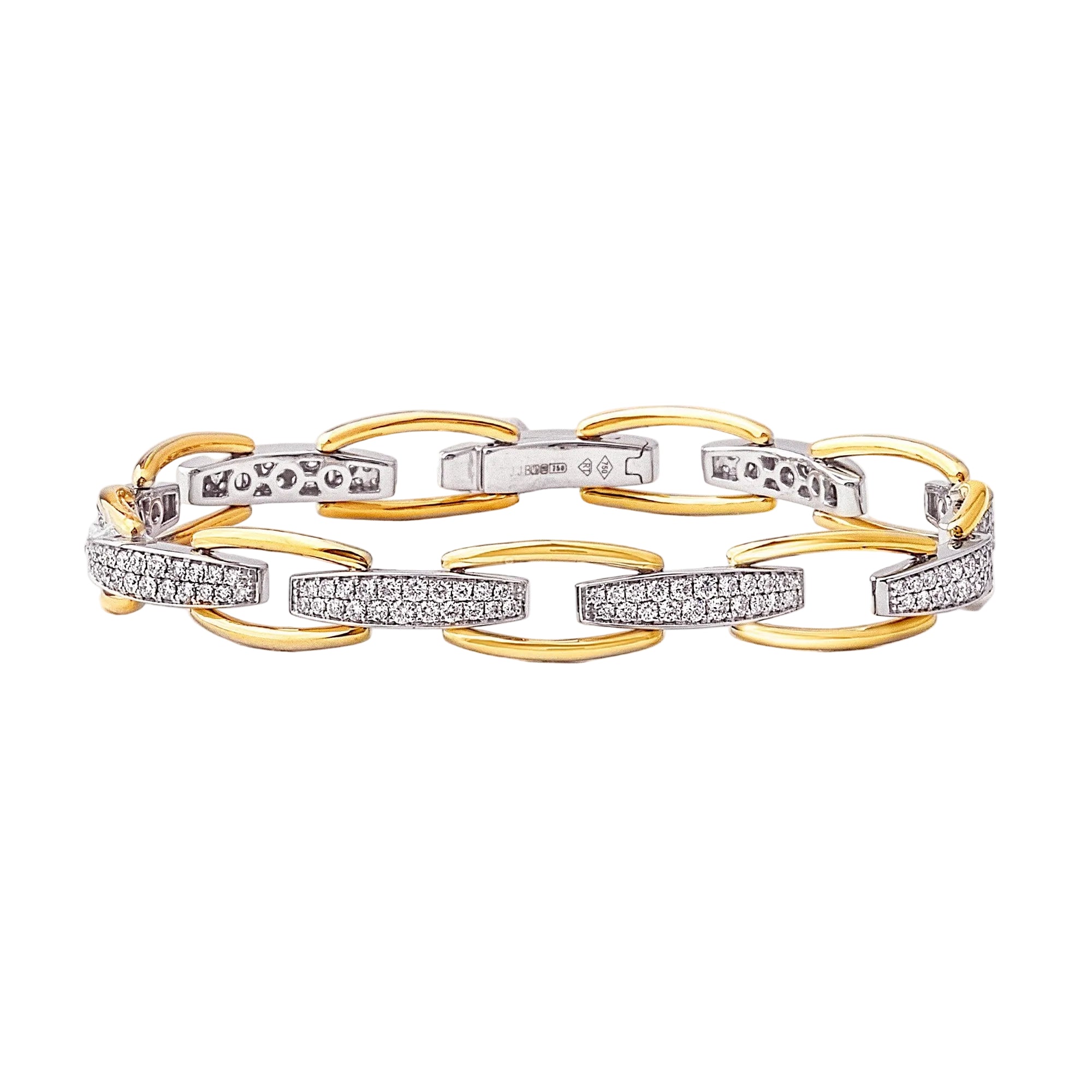 Yellow Gold Segment & 1.83ct Natural Diamond Bar Bracelet