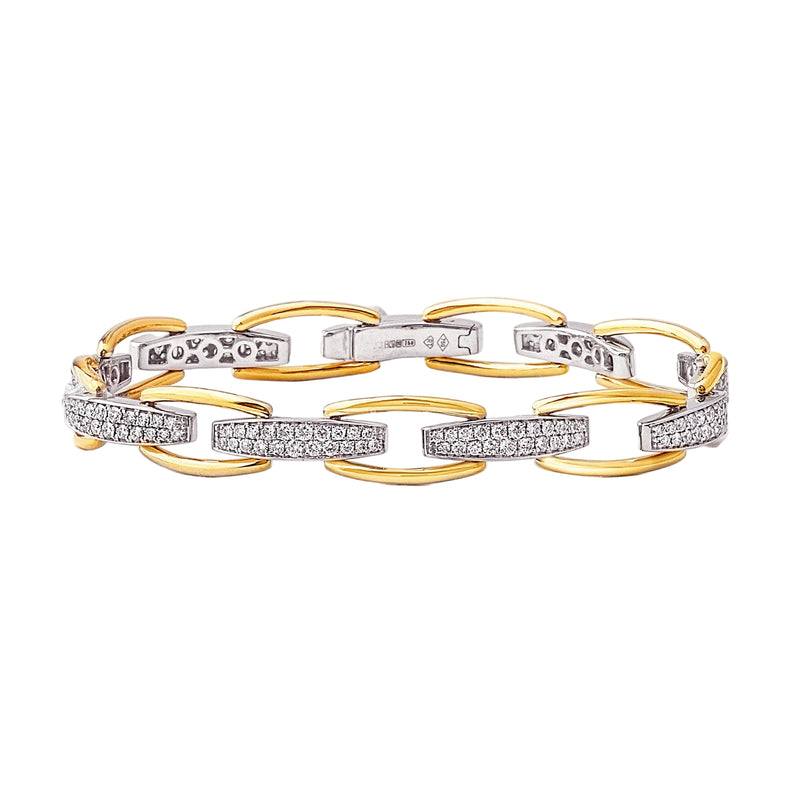 Yellow Gold Segment & 1.83ct Natural Diamond Bar Bracelet