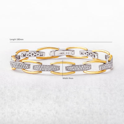 Yellow Gold Segment & 1.83ct Natural Diamond Bar Bracelet