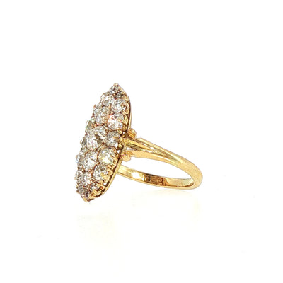 18ct Antique Navette Old Cut Natural Diamond Ring